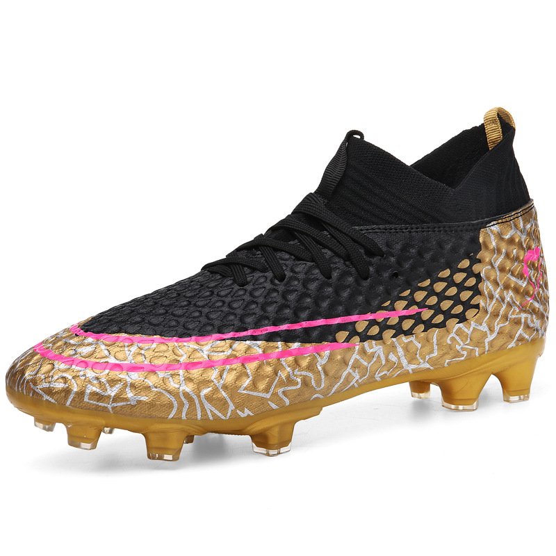 imported new unique printing design pink blue soccer shoes from china