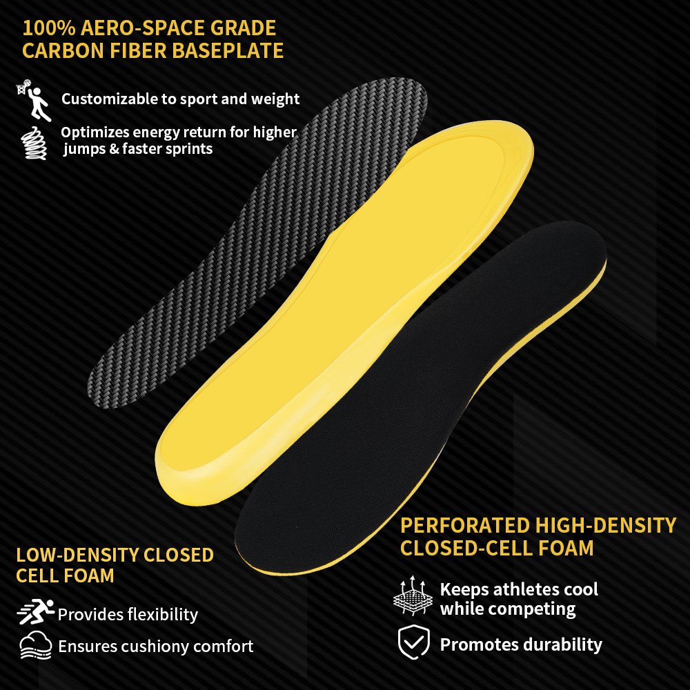 S-King Performance Insoles Carbon Fiber Shock Absorbing Sport Running Soccer Shoe Insoles