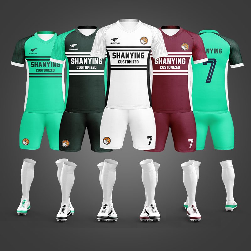 Youth American Sports Football Uniforms Blank Sublim Green Soccer Jersey 2025 Soccer Tracksuit Football Kits Full Set Soccer Kit