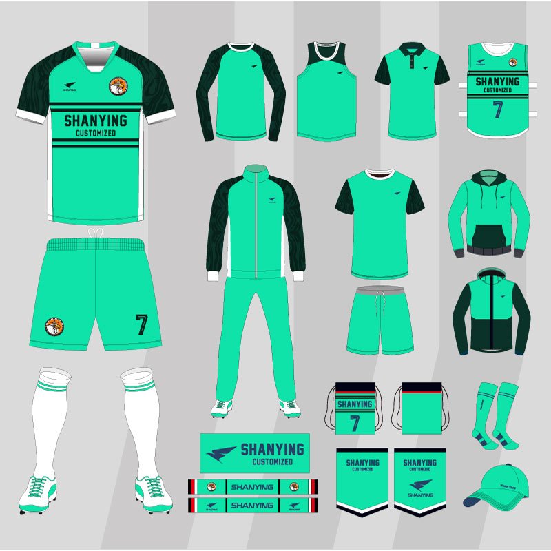 Youth American Sports Football Uniforms Blank Sublim Green Soccer Jersey 2025 Soccer Tracksuit Football Kits Full Set Soccer Kit