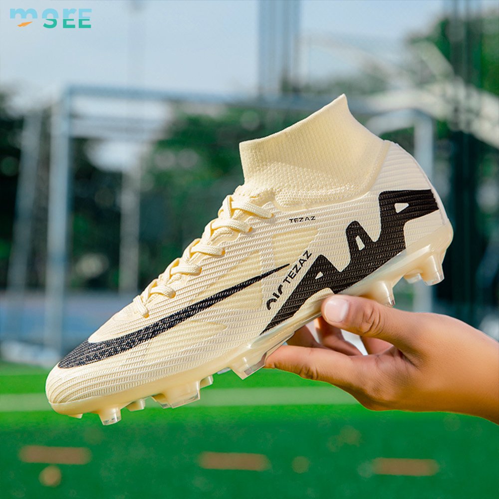 SeeMore Selection Lightweight Shock Resistant High Top Football Cleats Soccer Shoes Training Boots