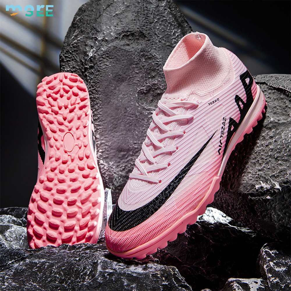 SeeMore Selection Lightweight Shock Resistant High Top Football Cleats Soccer Shoes Training Boots