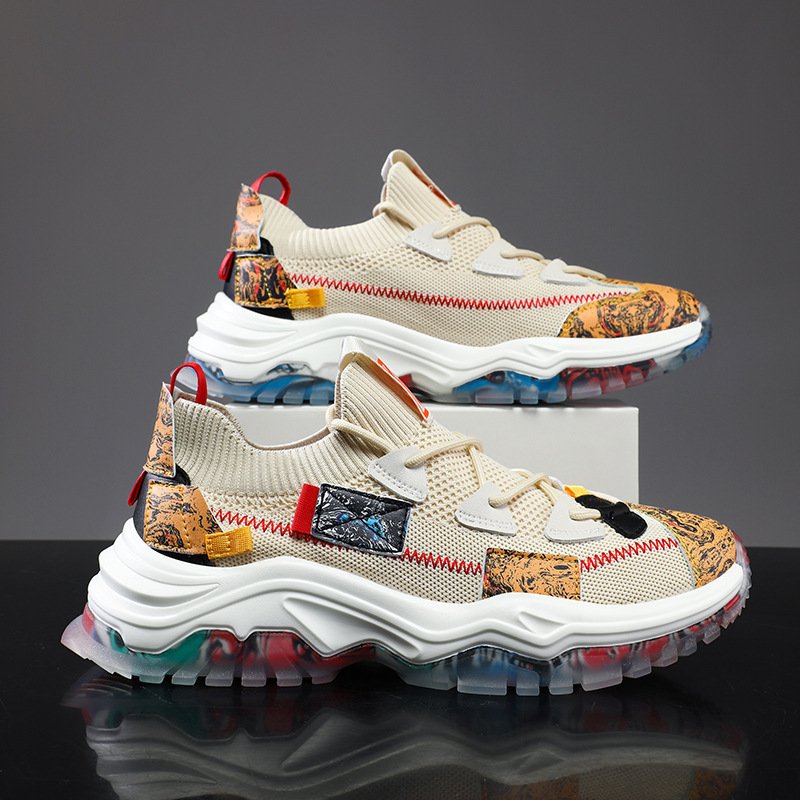 custom sneakers zapatillas fashion high quality men breathable knit upper casual sport running shoes