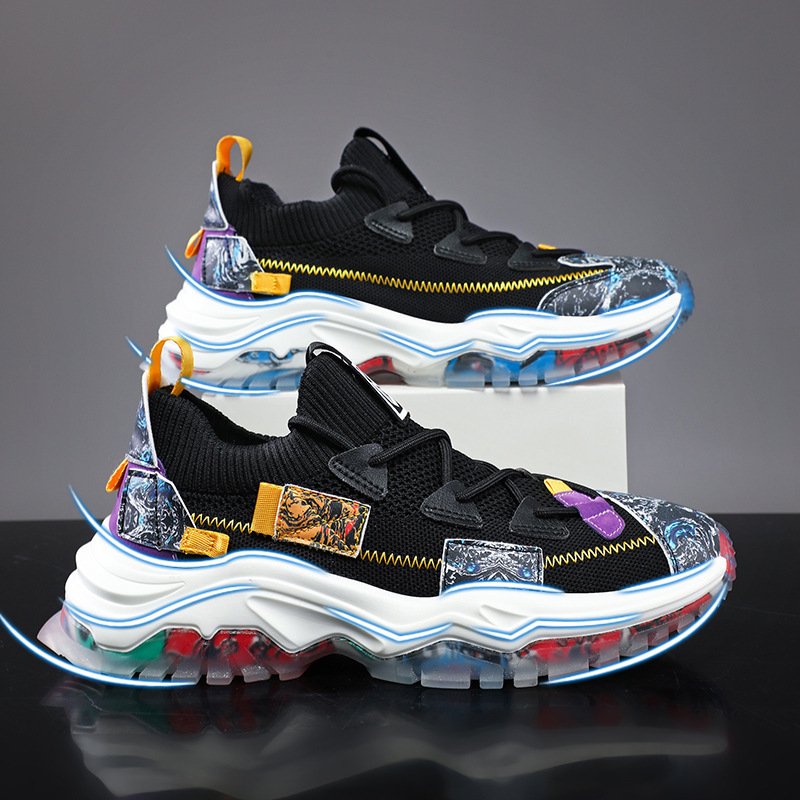custom sneakers zapatillas fashion high quality men breathable knit upper casual sport running shoes