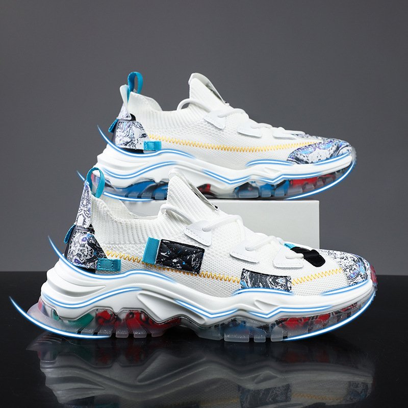 custom sneakers zapatillas fashion high quality men breathable knit upper casual sport running shoes