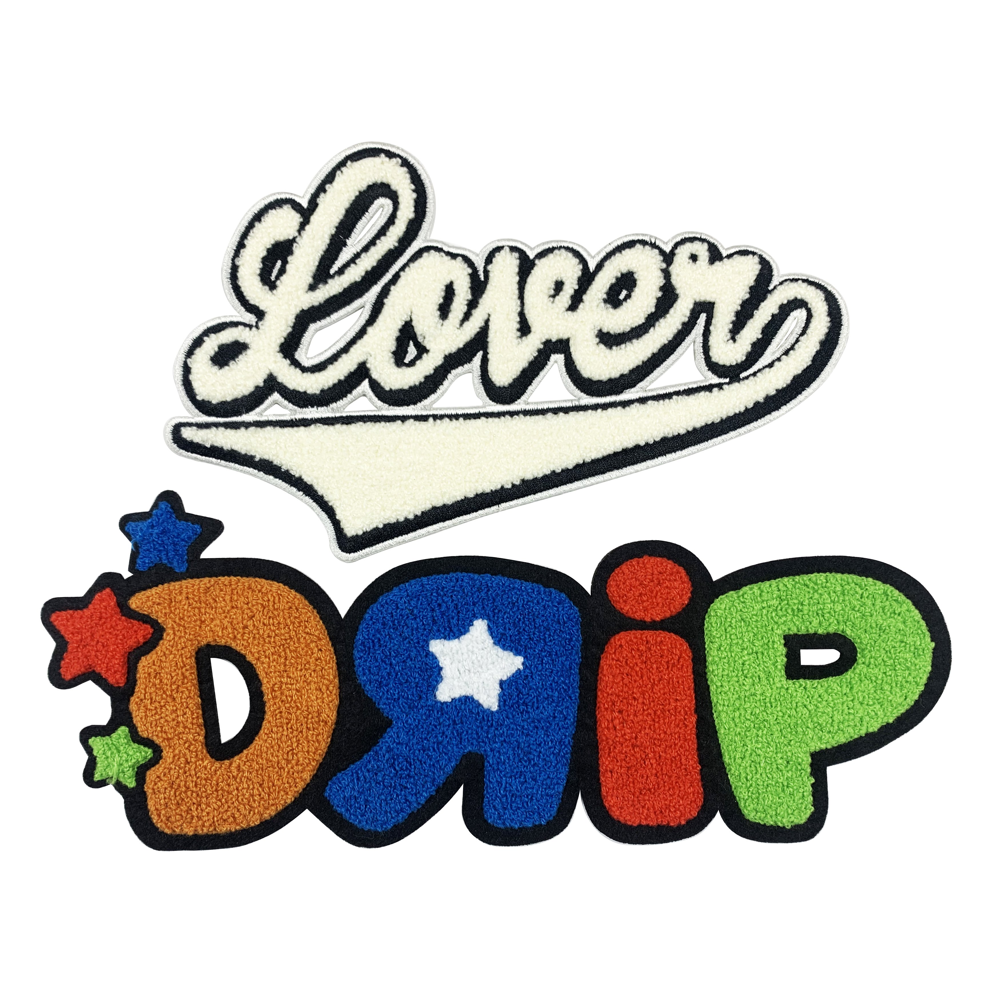 Custom Chenille Embroidery Patches with Iron-On Technique for Garments and Bags PVC Plastic Designer Logo
