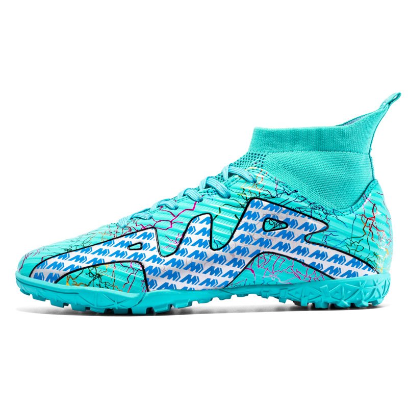 Mens Knitted High Top Solid Firm Ground Cleats FG football shoes 35-45 Futsal Soccer Shoes for Kids Small Size