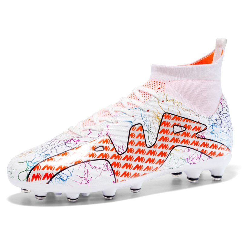 Mens Knitted High Top Solid Firm Ground Cleats FG football shoes 35-45 Futsal Soccer Shoes for Kids Small Size