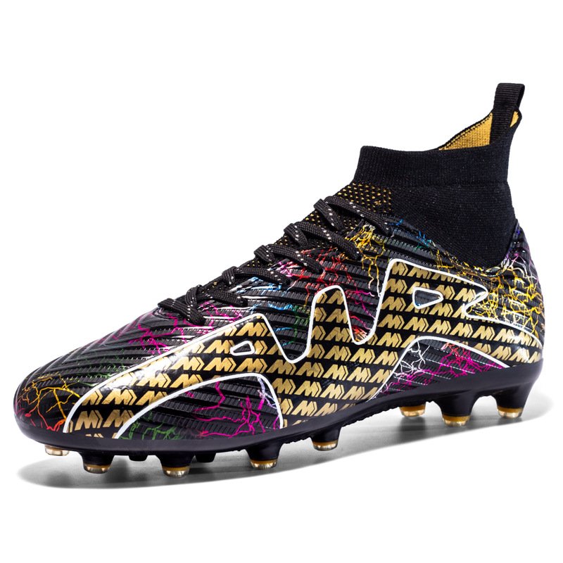 Mens Knitted High Top Solid Firm Ground Cleats FG football shoes 35-45 Futsal Soccer Shoes for Kids Small Size