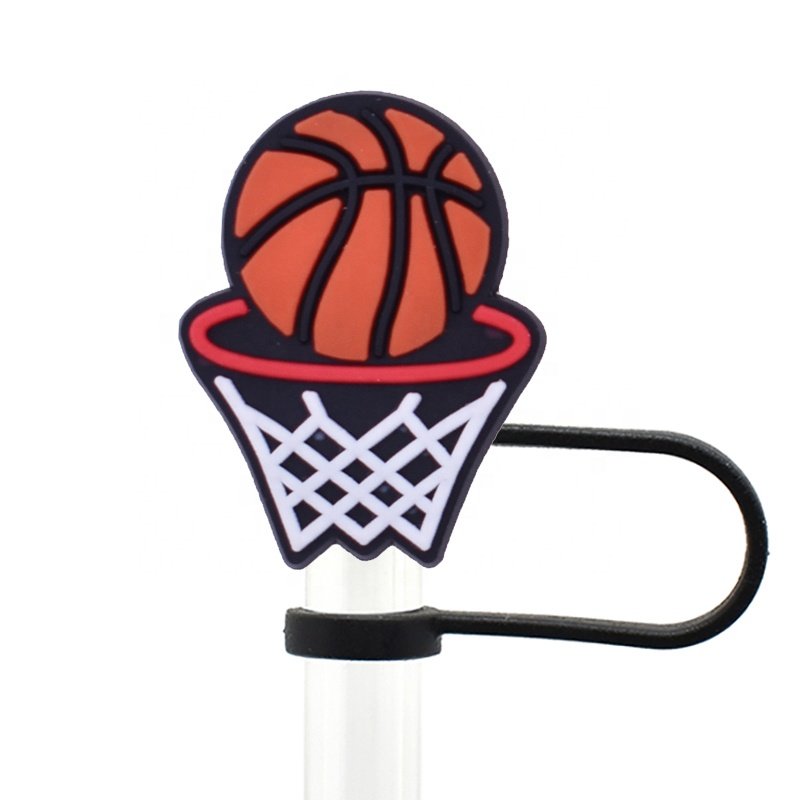 Sport Balls Design pvc Party Decoration Dust proof Ball Accessories Straw Charms Baseball Basketball Rugby Football Straw Cover
