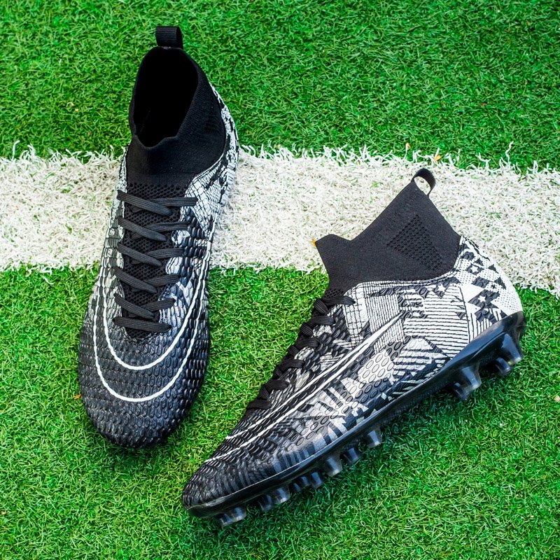 Factory custom low-cost high quality football shoes High quality leather printed non-slip nails outdoor football shoes custom