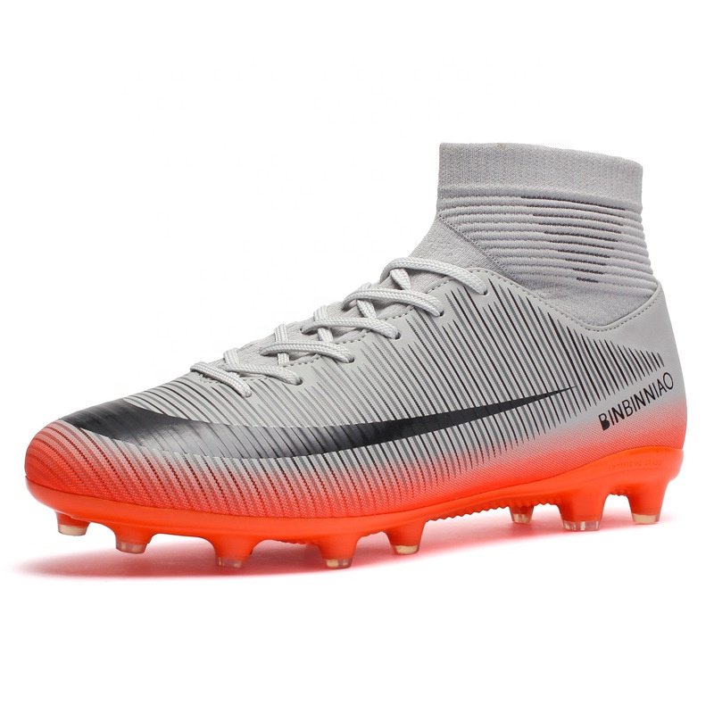 Soccer Shoes Adult Kids TF/FG High Ankle Football Boots Cleats Grass Training Men Sport Footwear Soccer Boots
