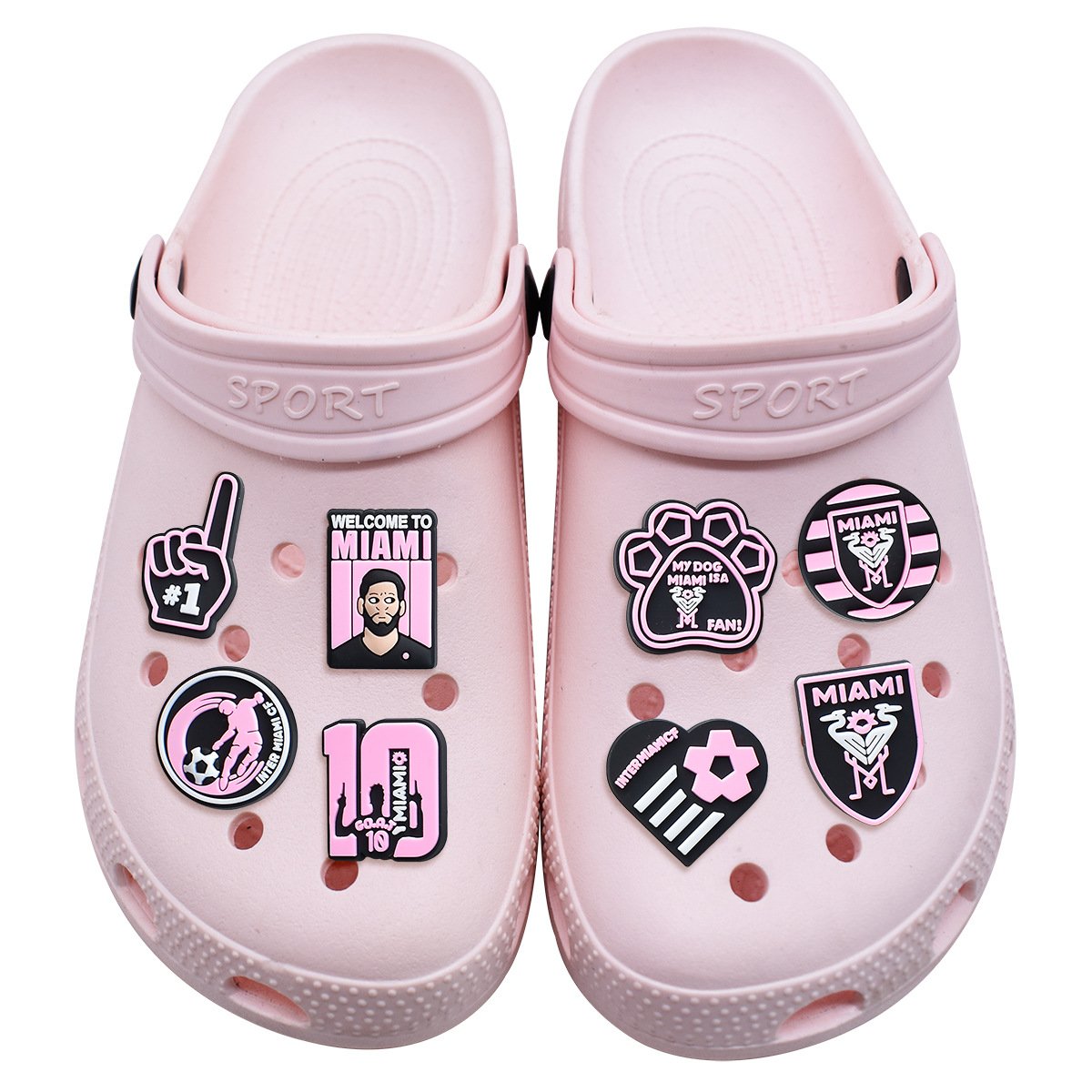 Hot selling Miami Football Team shoe charms Messi football soccer shoe charms for men gifts Hawaiian fans clog sport