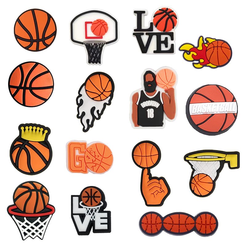 wholesale soccer team football club shoe charms Pvc basketball sport style europe logo shoe charms for croc clog