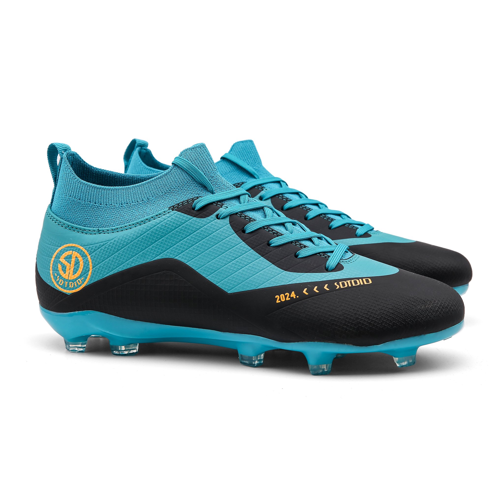 Custom Men's Soccer Shoes High-Tops Lace-Up Non-Slip Spikes Indoor Football Futsal TF Turf Cleats
