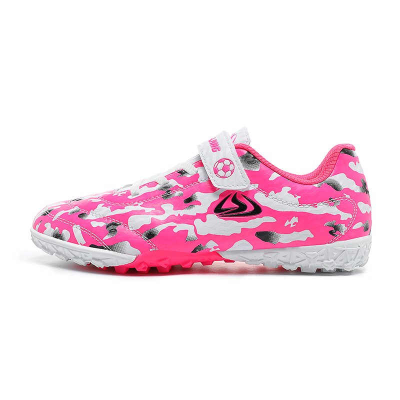 Children's TF Football Shoes Low-Top Lace Soccer Futsal Boots Hook Loop Footwear Sneakers Boys Girls Summer Winter Season US