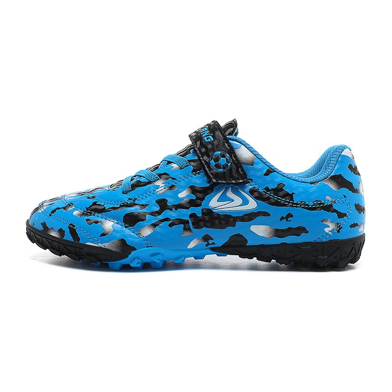 Children's TF Football Shoes Low-Top Lace Soccer Futsal Boots Hook Loop Footwear Sneakers Boys Girls Summer Winter Season US