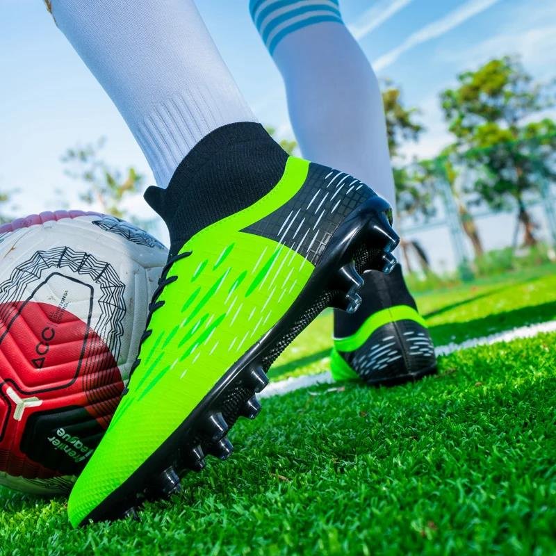 Men Soccer Shoes Training Sport Footwear 2023 Trend Men's Sneakers 34-45 Adult Kids TF/FG High Ankle Football Boots Cleats Grass