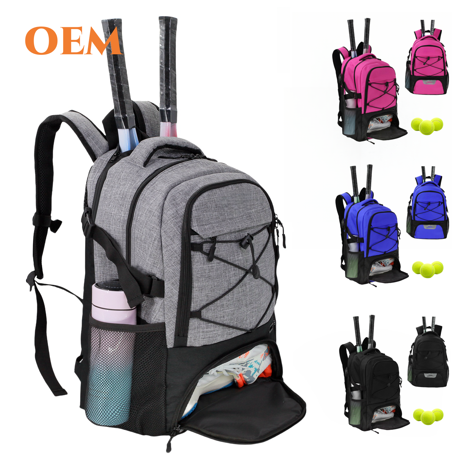 Custom large capacity Gym racket bags PU baseball backpack pickleball bag casual sports Gym Paddle backpacks