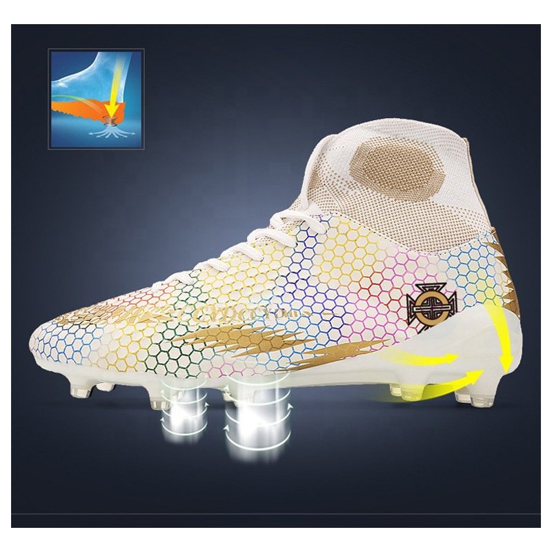 Hot Sell New Style Football boots for men High Top Leather Rubber Cheap Big or Little Boys Training School Soccer Shoes