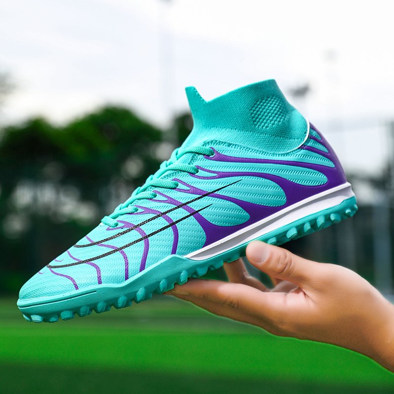 Turf Indoor Training Football Boots Men Soccer Shoes Speedskin Upper Cleats High Ankle Soccer Sneakers Chaussure De Foot