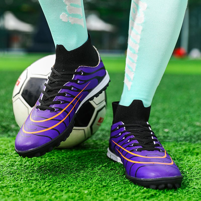 Turf Indoor Training Football Boots Men Soccer Shoes Speedskin Upper Cleats High Ankle Soccer Sneakers Chaussure De Foot