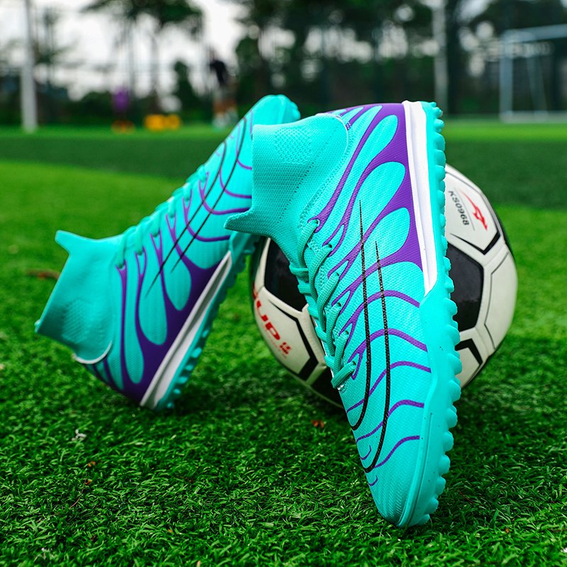Turf Indoor Training Football Boots Men Soccer Shoes Speedskin Upper Cleats High Ankle Soccer Sneakers Chaussure De Foot