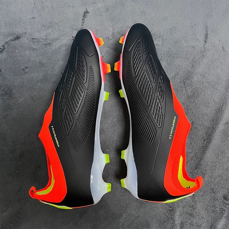 Without Lace Mens Soccer Shoes SLIP-ON Non-Slip Turf Soccer Cleats for Kids TF/FG Training Football Boots Chuteira Campo