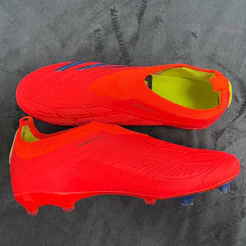 Without Lace Mens Soccer Shoes SLIP-ON Non-Slip Turf Soccer Cleats for Kids TF/FG Training Football Boots Chuteira Campo