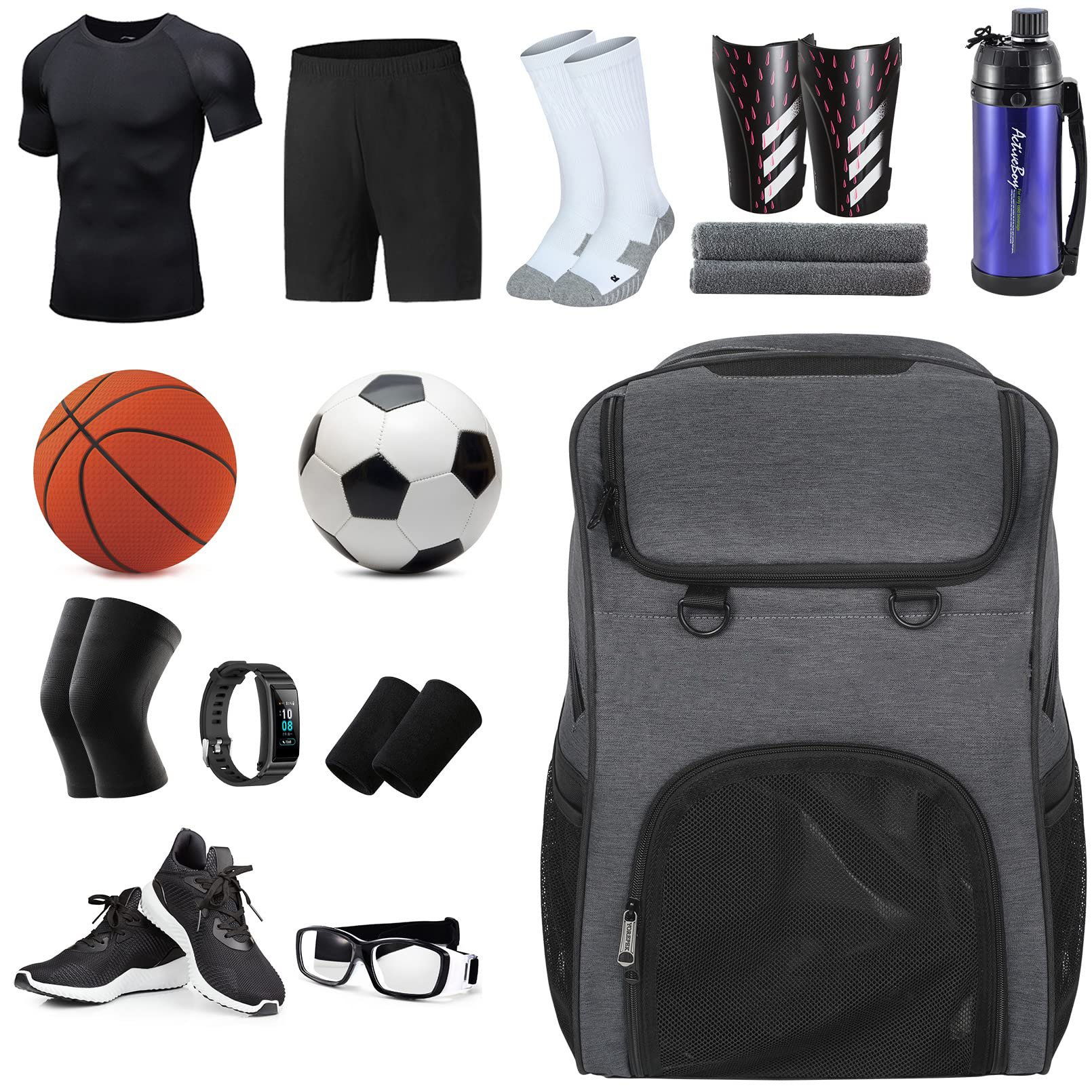 OEM Youth Sports Equipment Bags With Shoes Compartment Large Training Gym Basketball Volleyball Football Soccer Backpack