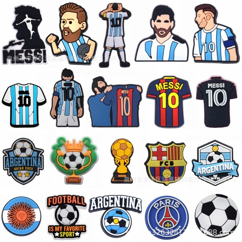 Messi shoe Charms Argentina Miami Sports Star Pink Jersey Shoe Charms Messi sandals soccer shoe Charms