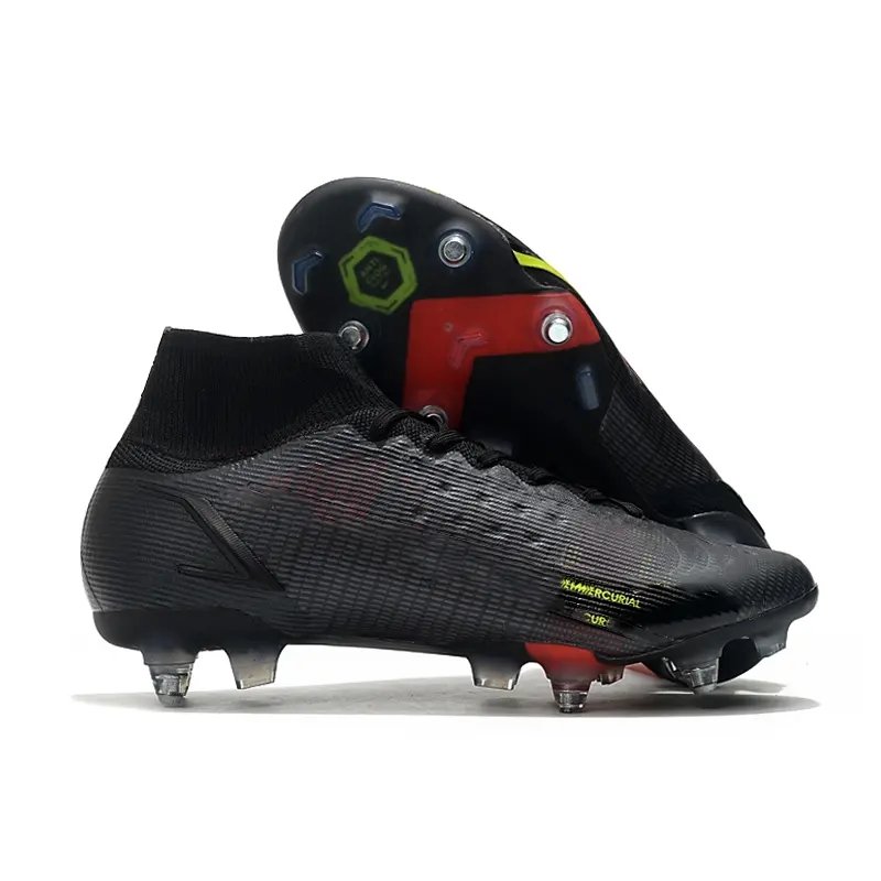 New Football Shoe Man Soccer Boots Original Superfly High Ankle SG Crampons Outdoor Sock Cleats Sneakers