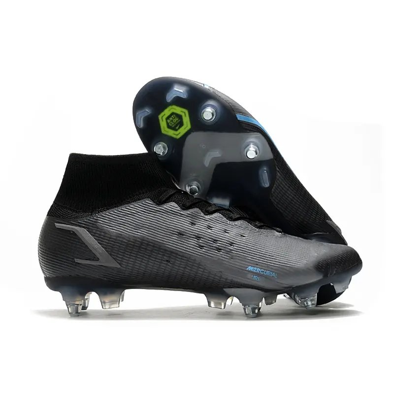 New Football Shoe Man Soccer Boots Original Superfly High Ankle SG Crampons Outdoor Sock Cleats Sneakers