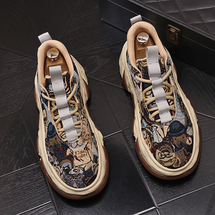 2024 Autumn New Men's Casual Sports Shoes Soft Sole Flat Lace-Up Walking Skateboard Shoes Durable Canvas Upper EVA/Rubber Insole