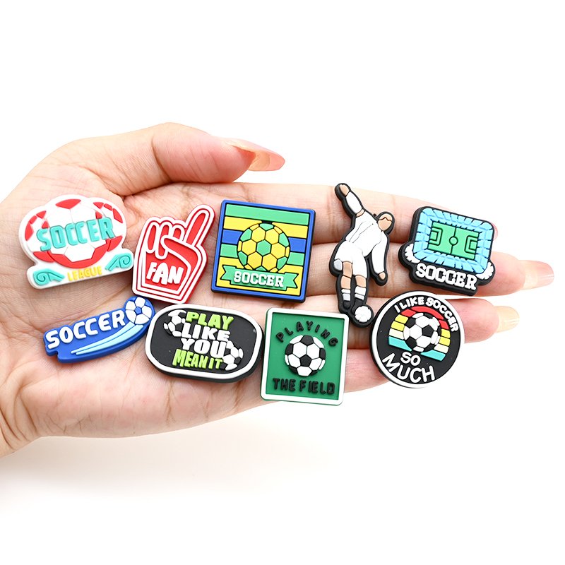 New Design Custom Pvc Shoe Decoration Personalisation Regular Football Shoe Charms Sports Soccer Shoe Charms