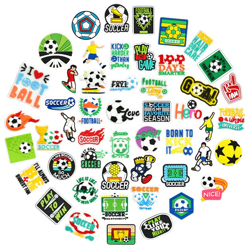 New Design Custom Pvc Shoe Decoration Personalisation Regular Football Shoe Charms Sports Soccer Shoe Charms