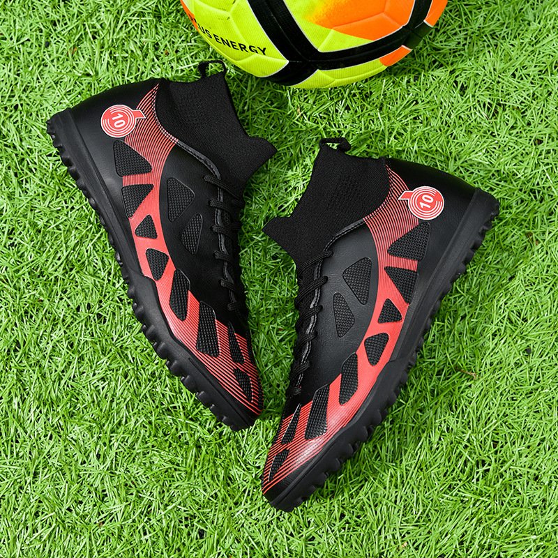Explosive soccer shoes high top professional match shoes adult students training spikes TF FG soccer shoes