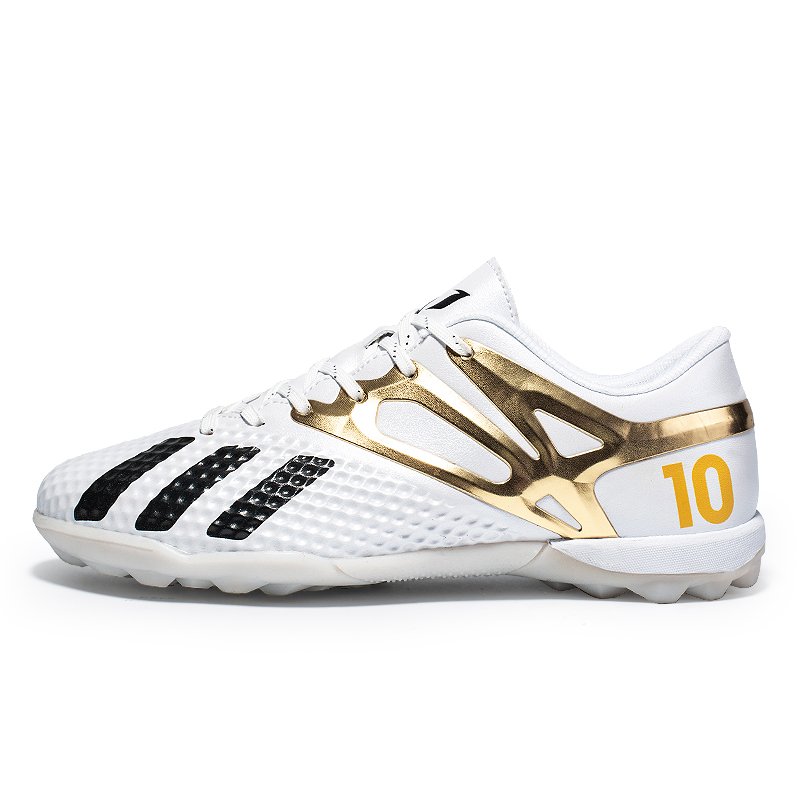 Men's Gold Plated Tech FG Futsal Boots Non-Slip Rubber Outsole Football Sneakers for Soccer for All Seasons