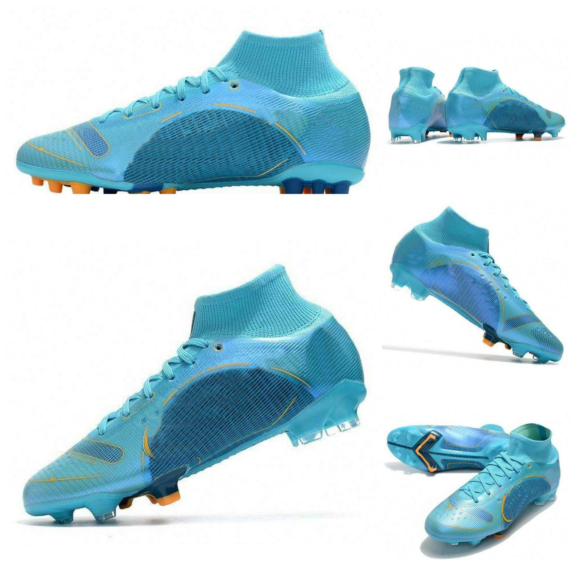 Hot Popular Design Outdoor Training Turf Football Boots Blue Cleats Soccer Shoes For Men