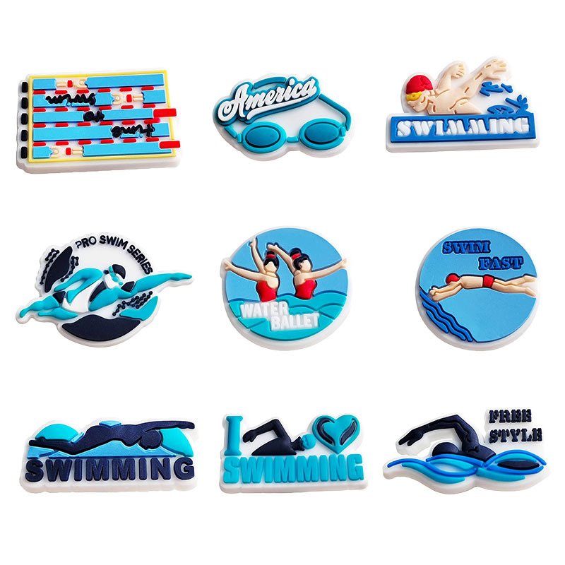 RTS 2024 New Arrivals Wholesale shoes charms Sports gymnastics swimming surfing Shoe decoration clog charms for garden shoes
