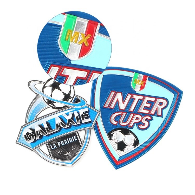 U-Meking Custom Silk Screen Printed 3D Embossed Soft TPU Football Club Logo high frequency Patch for Polo Shirts