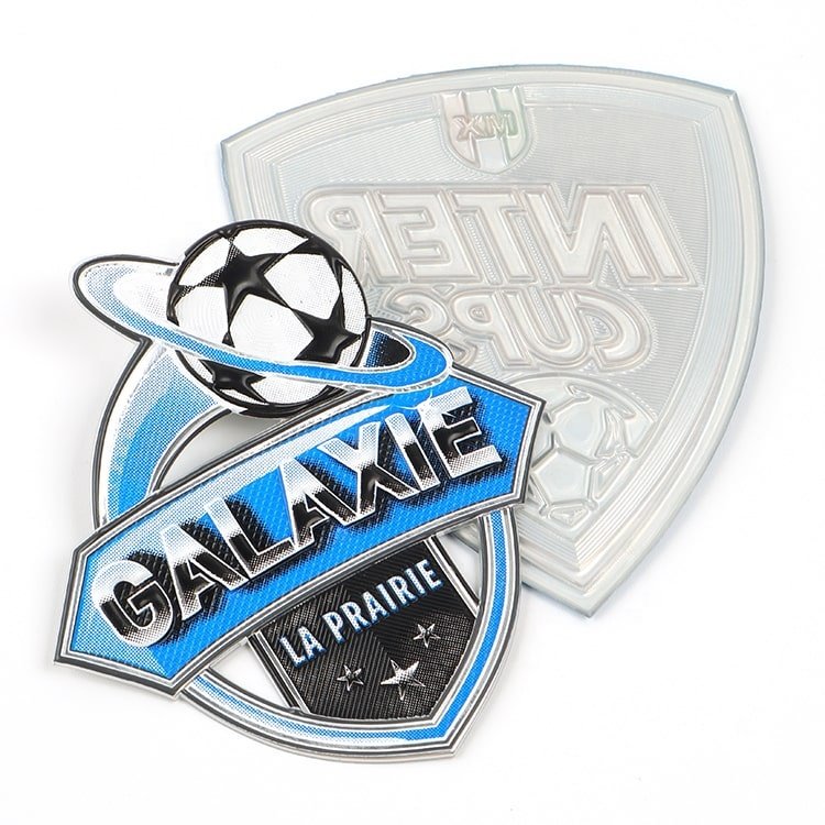 U-Meking Custom Silk Screen Printed 3D Embossed Soft TPU Football Club Logo high frequency Patch for Polo Shirts