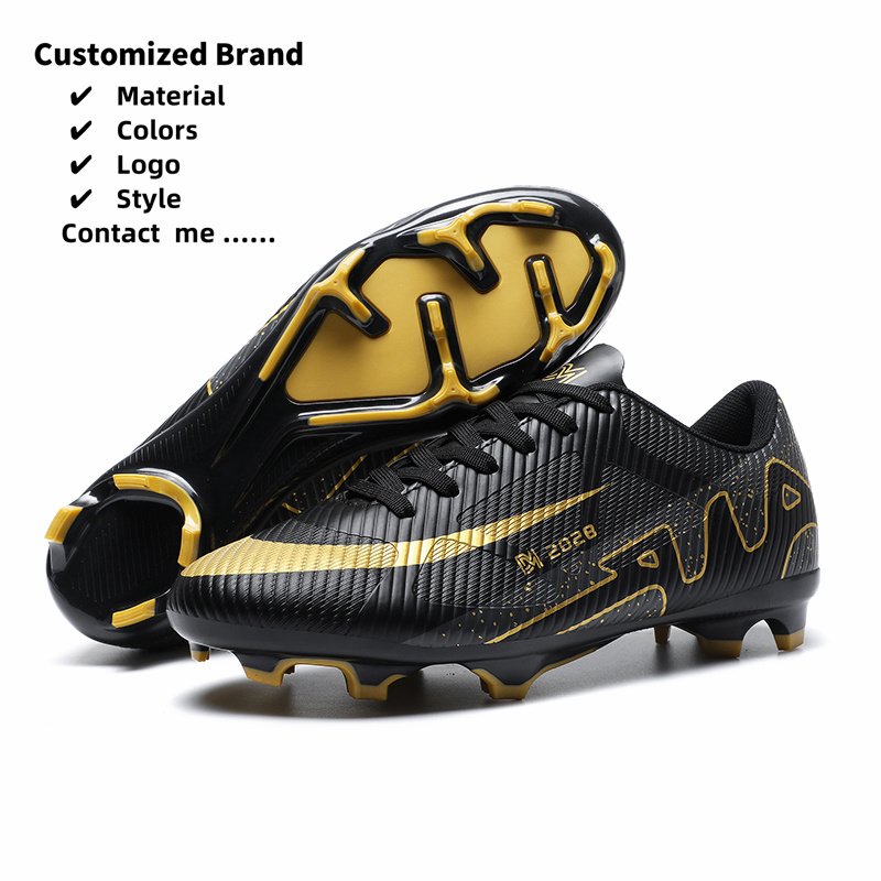 Factory Customize Men Cleats Football Boots High Top Soccer Shoes Sneakers Turf Outdoor White Sport Shoes Soccer Boots