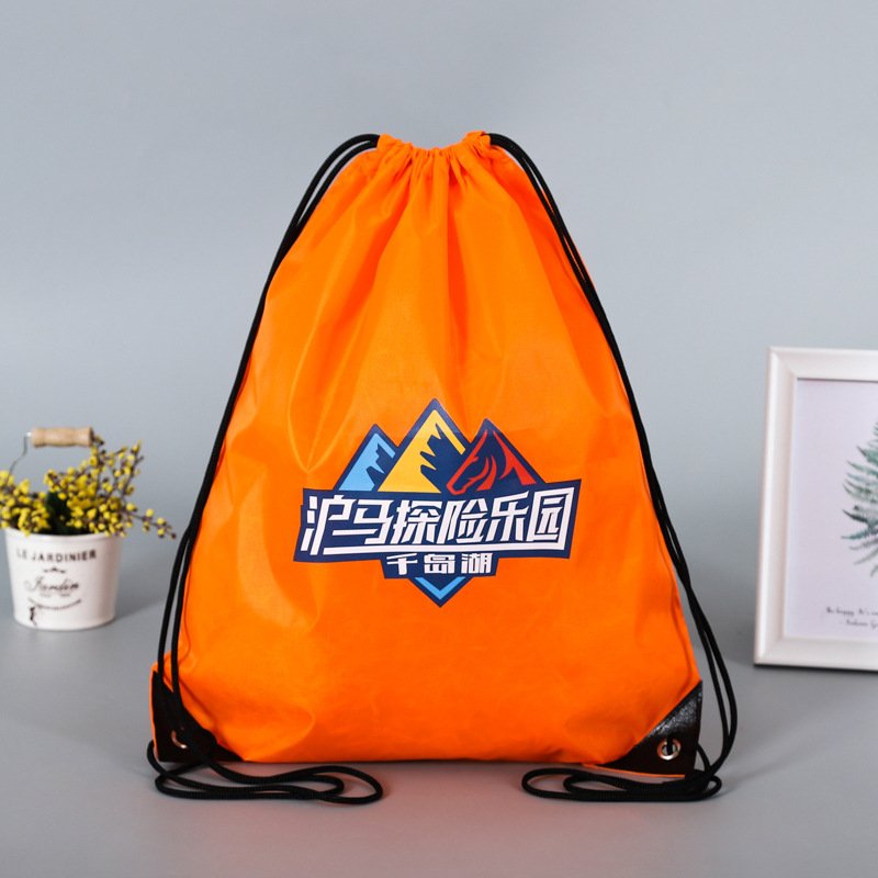 Custom Logo Reusable Nylon Drawstring Backpack Bags Waterproof Soccer Shoe Bag Letter Shopping Supermarket Gifts Grocery Use