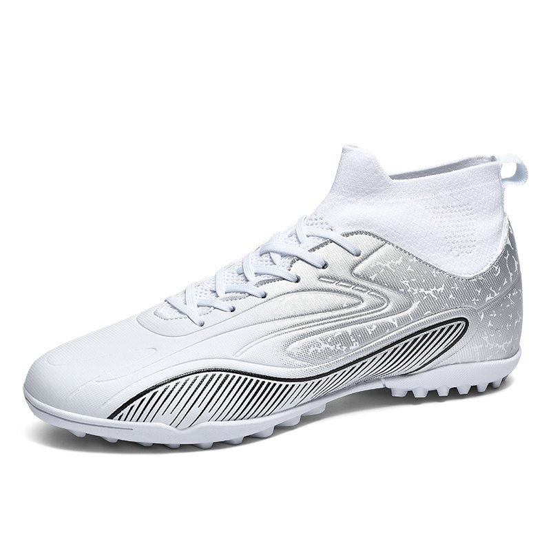 Cross-border Hot Sale Football Boots High Top Gold Spiked Sneakers Custom Design Futsal Soccer Shoes Weight