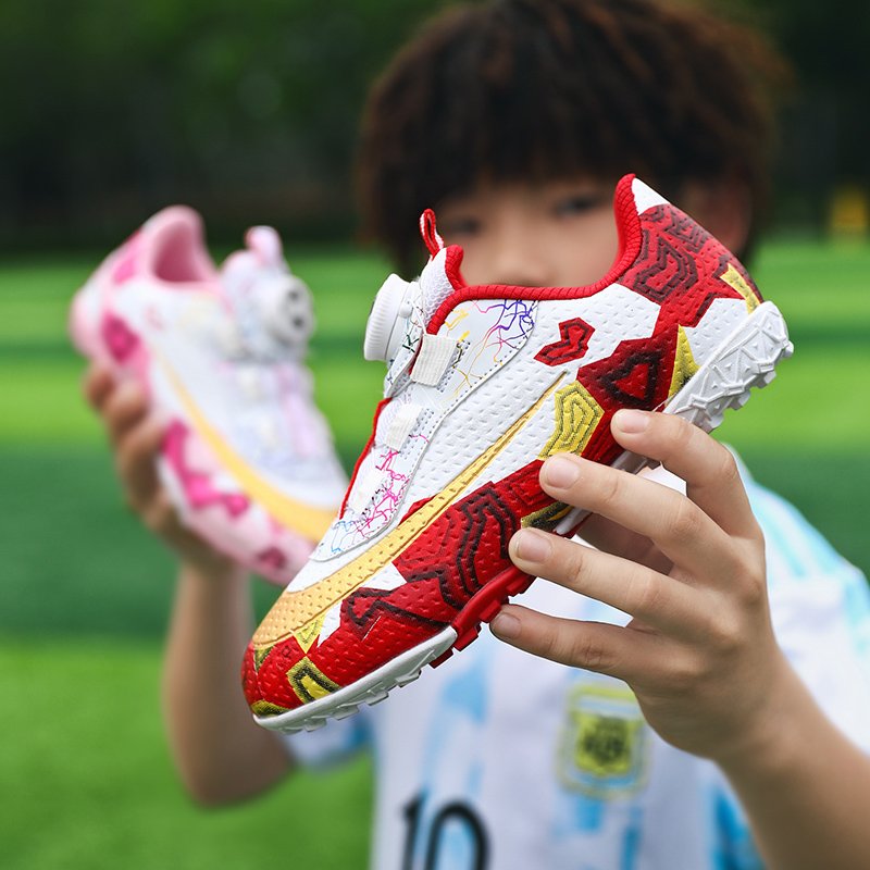 Hot selling high-quality soccer shoes mandarin duck new shoes rotating buckle customized football shoes for primary school