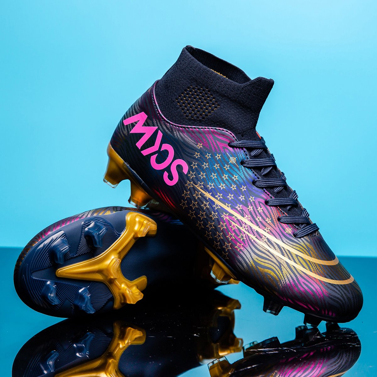 Professional High Top Football Shoes Boys FG Stud Campus Training Competition Turf Shoes Autumn Box Available-Available