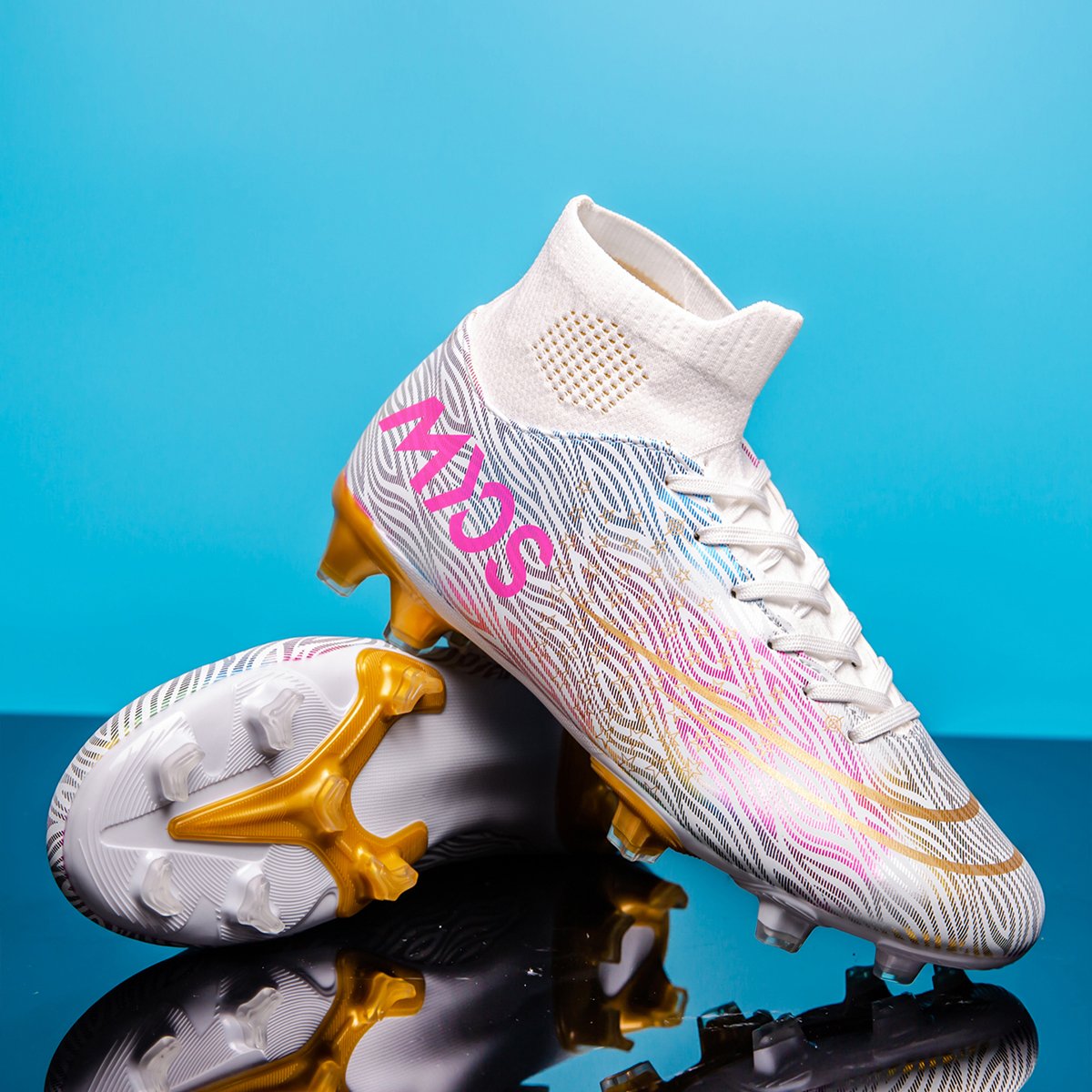 Professional High Top Football Shoes Boys FG Stud Campus Training Competition Turf Shoes Autumn Box Available-Available
