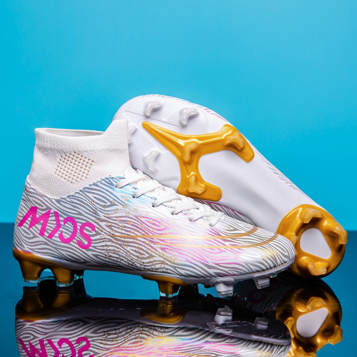 Professional High Top Football Shoes Boys FG Stud Campus Training Competition Turf Shoes Autumn Box Available-Available