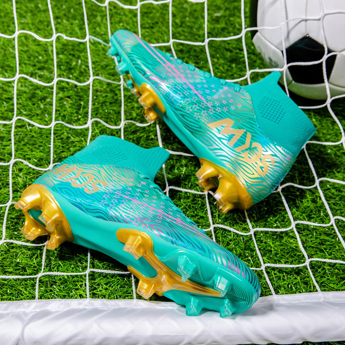 Professional High Top Football Shoes Boys FG Stud Campus Training Competition Turf Shoes Autumn Box Available-Available
